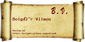 Bolgár Vilmos névjegykártya